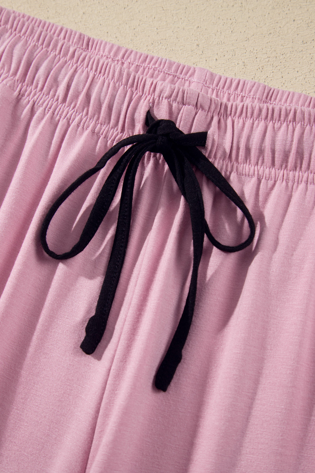Delicacy Contrast Piping Trim Lapel Button Down Top 2pcs Lounge Pajama Set