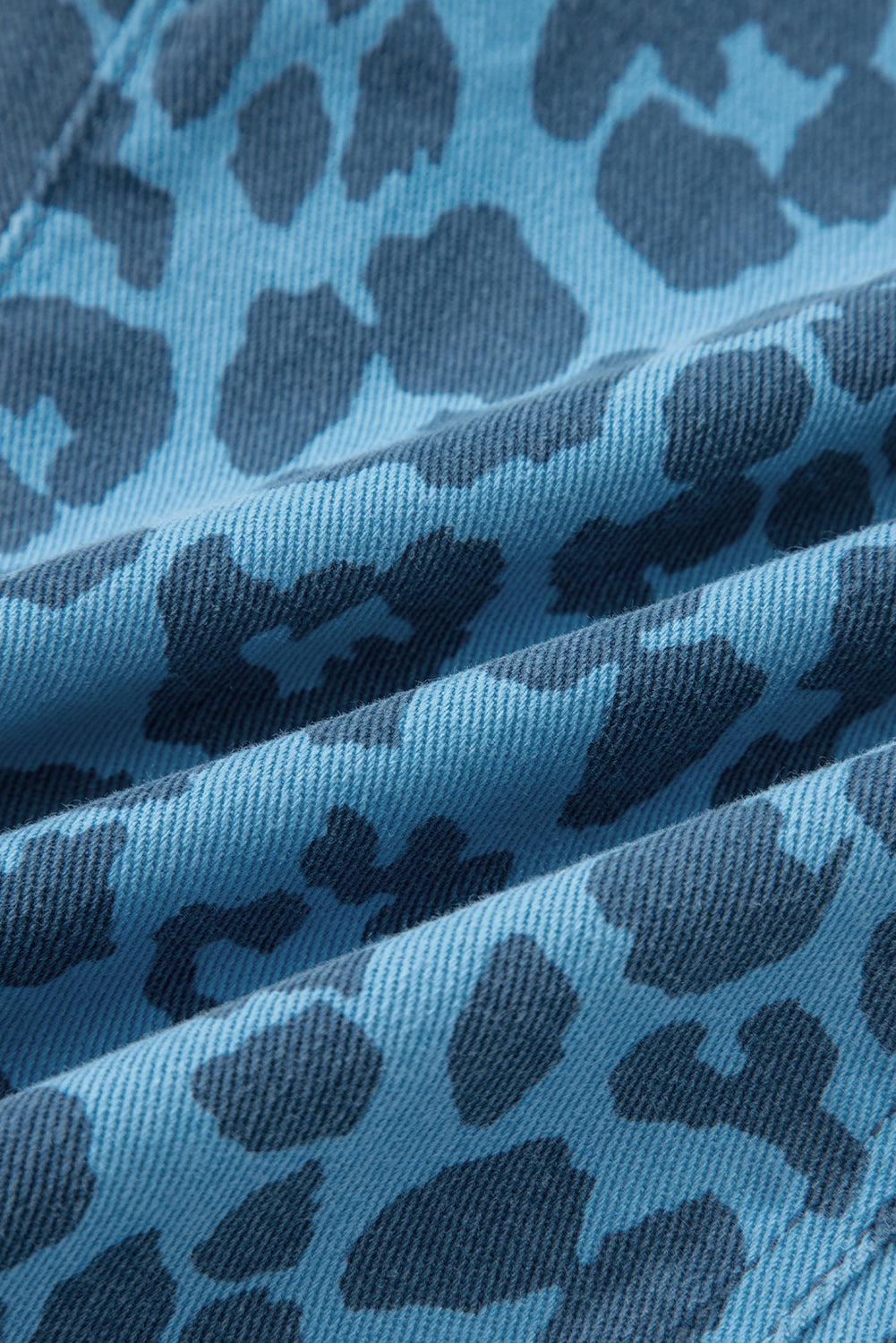 Sky Blue Leopard Print Barrel Leg Jeans
