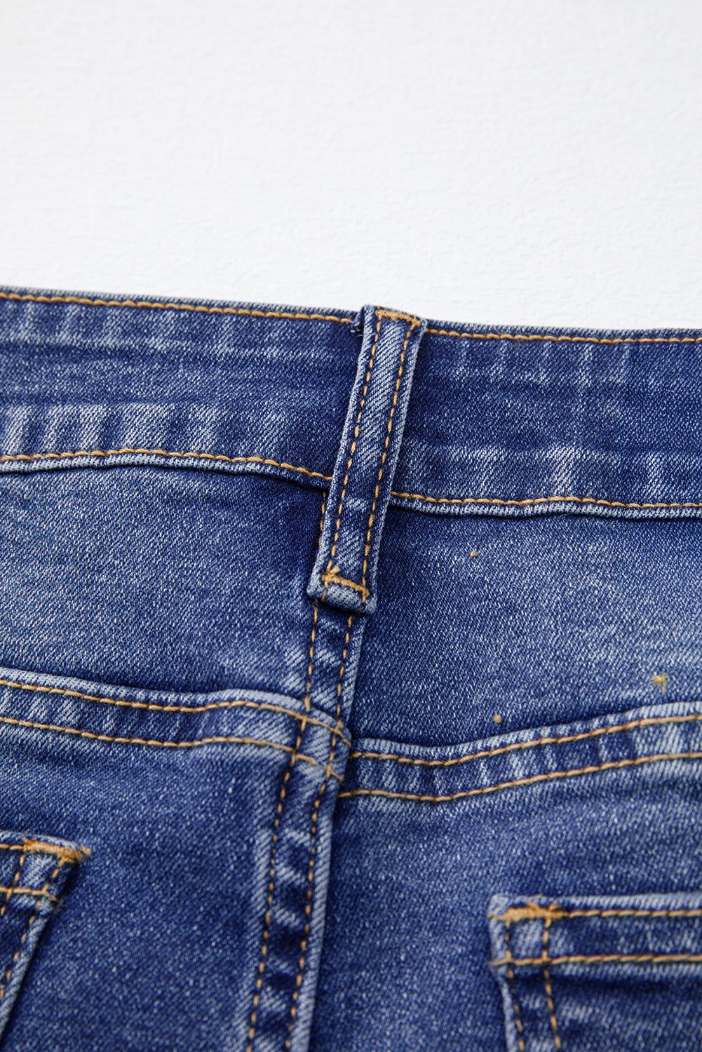 Dark Blue Whiskered Wash Raw Hem Cropped Jeans