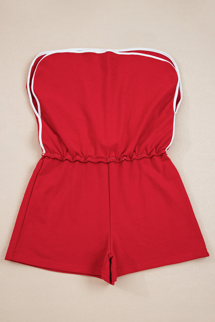 Fiery Red Varsity Stripe Detail Pullover Mini Skort Set