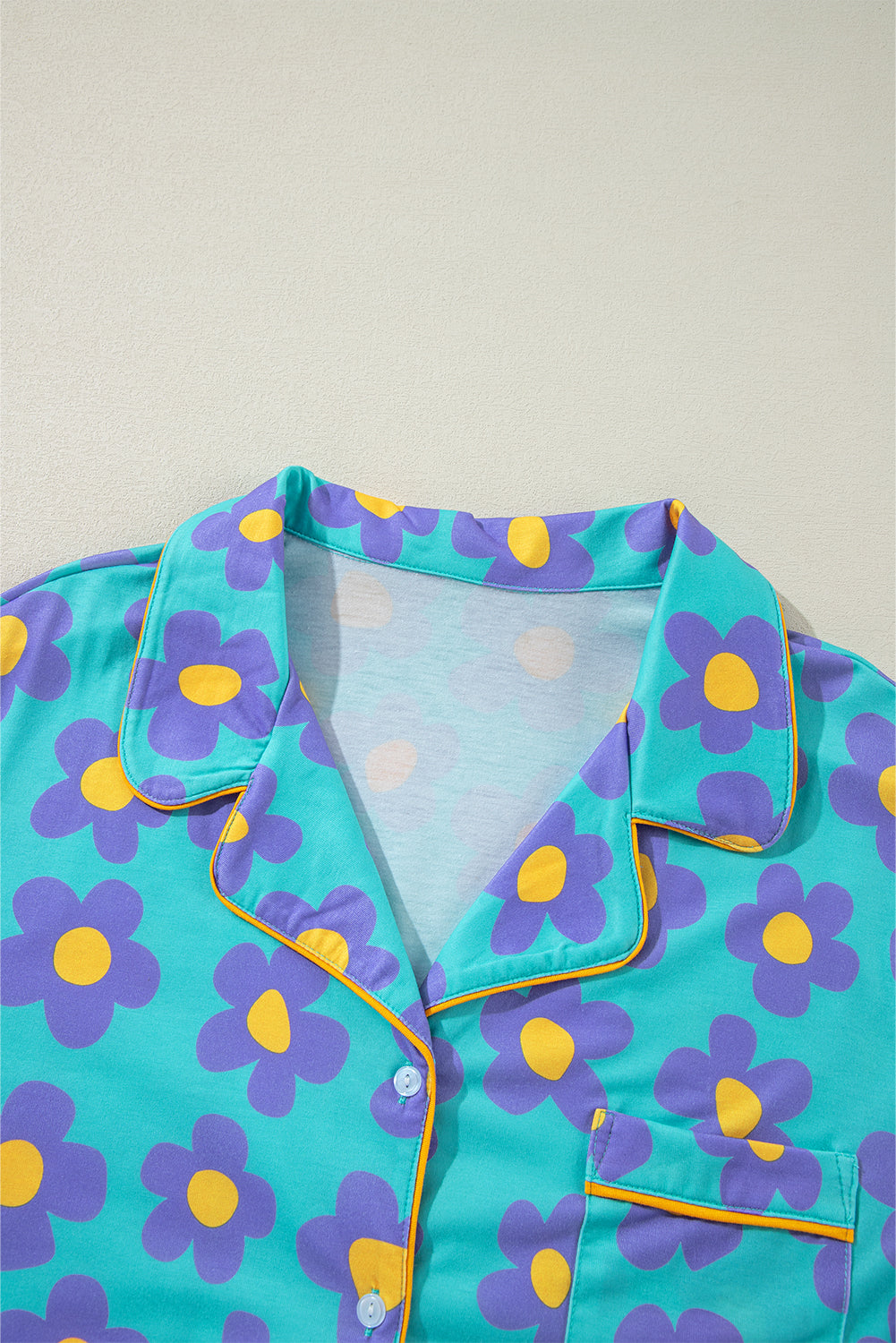 flower print long sleeve shirt shorts pajamas set 2