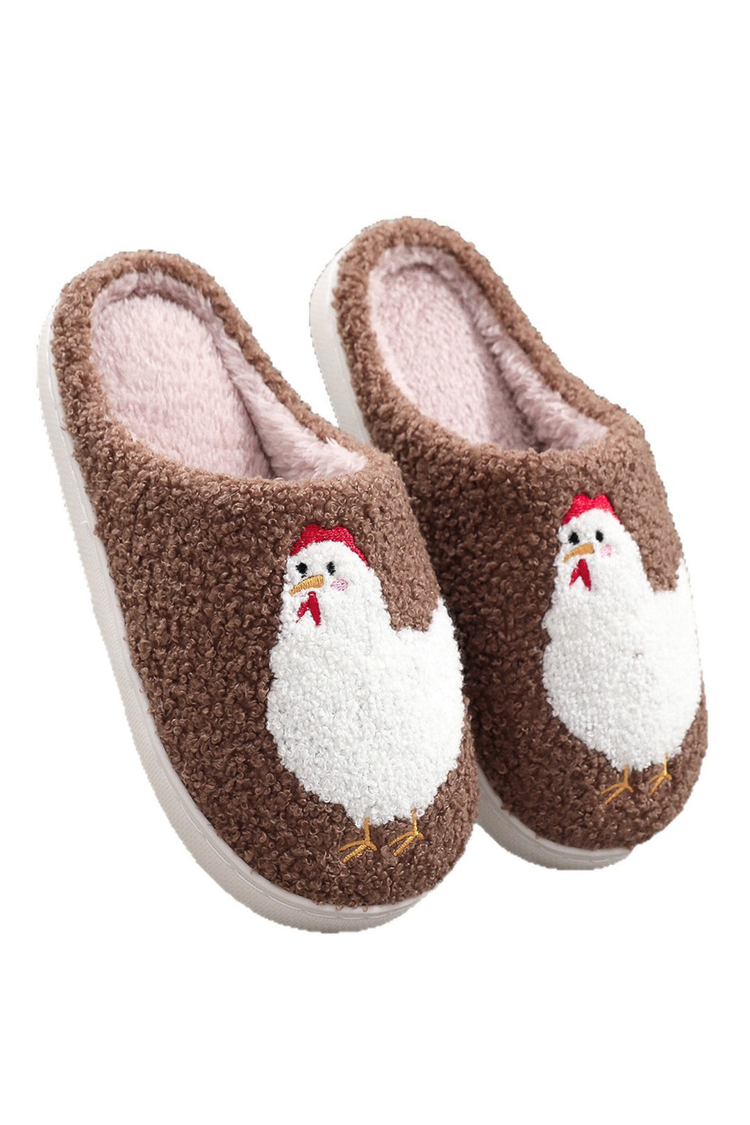 Cartoon Chick Color Contrasted Liner Plush Slippers