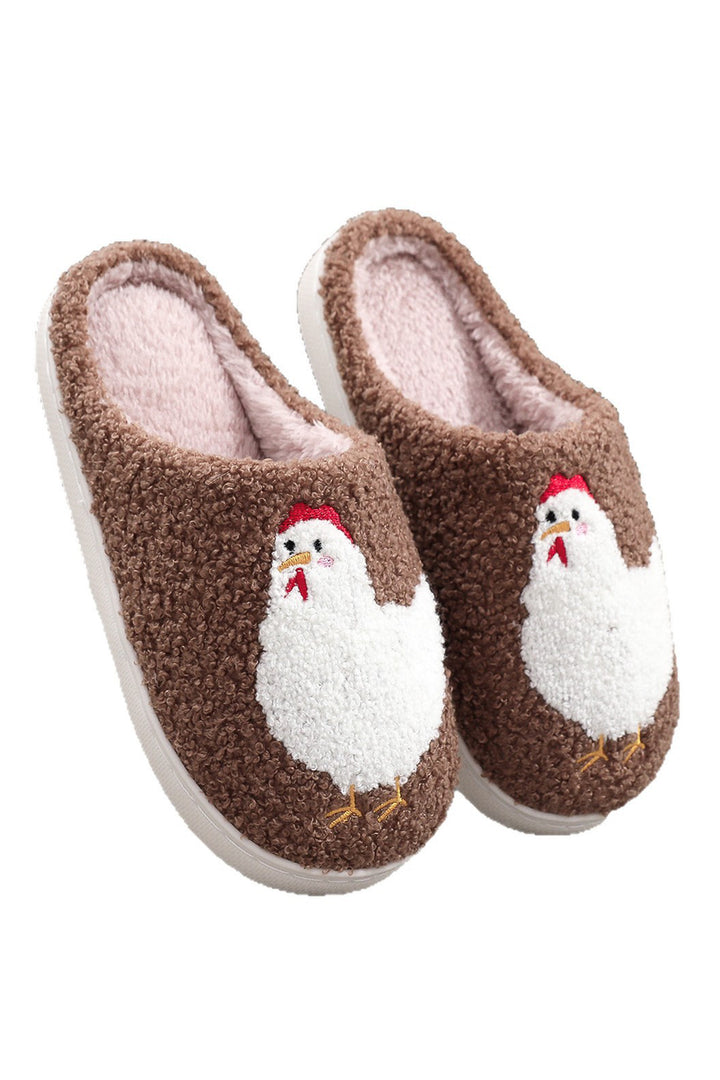 Cartoon Chick Color Contrasted Liner Plush Slippers