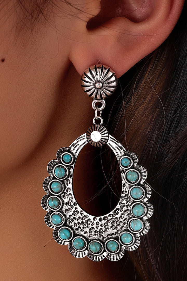 Western Turquoise Cut Out Stud Drop Earrings