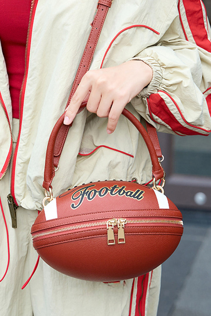 Faux Leather Football Spherical Hand Bag