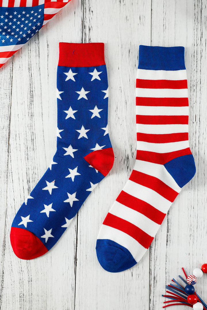 Chaussettes tricotées douces à motif drapeau américain