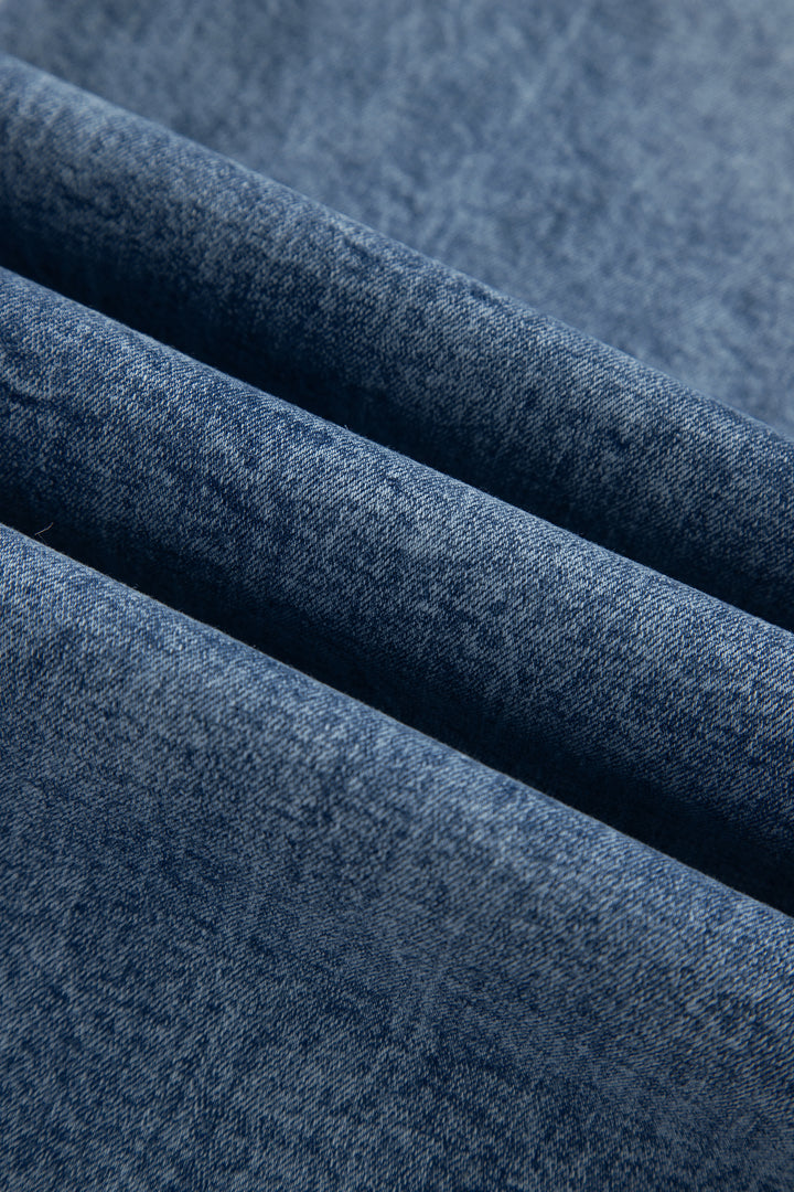 Fashion Beau Blue Acid Wash Pocket Detail Flare Jeans