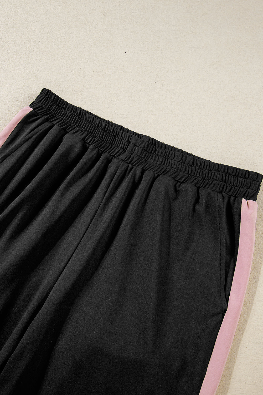 Pink Color Block Trim 2 Tone Contrasted Tank and Pants Set