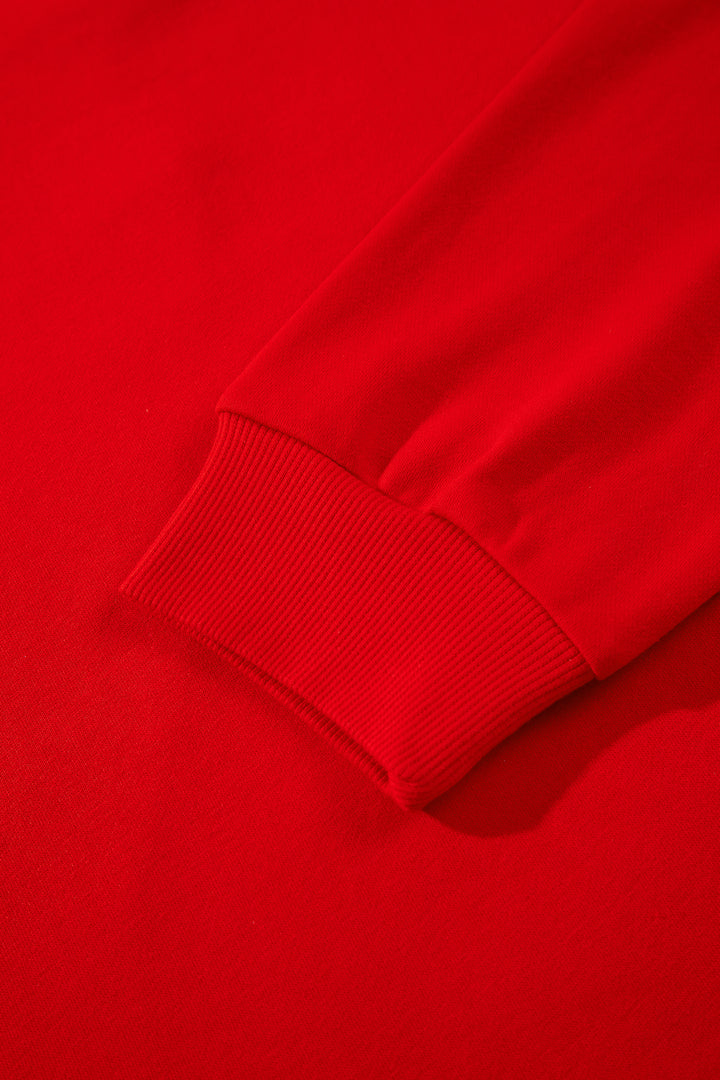 Fiery Red Patch Embroidery Star Plus Size Sweatshirt