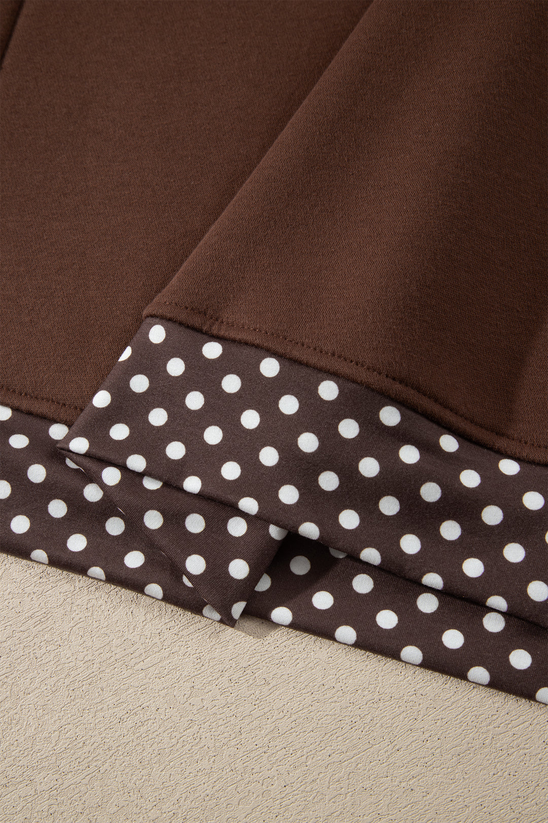 Brown Colorblock Polka Dot Contrast Trim Oversized Sweatshirt