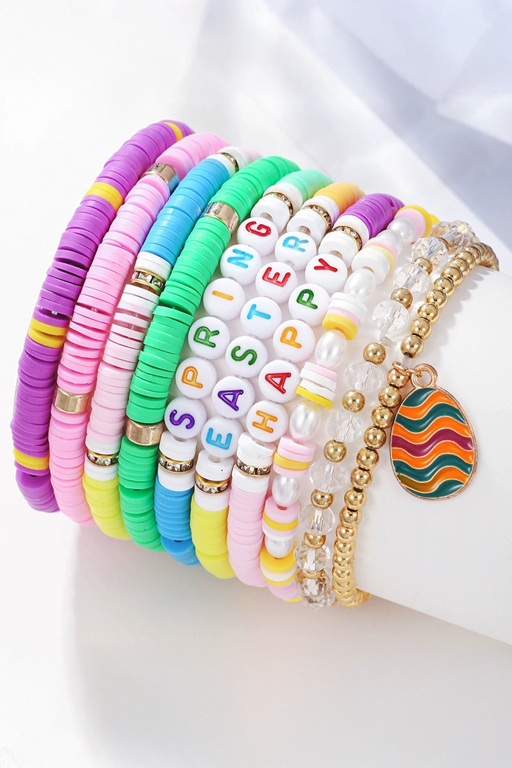 Bracelet de perles en pâte polymère Joyeuses Pâques