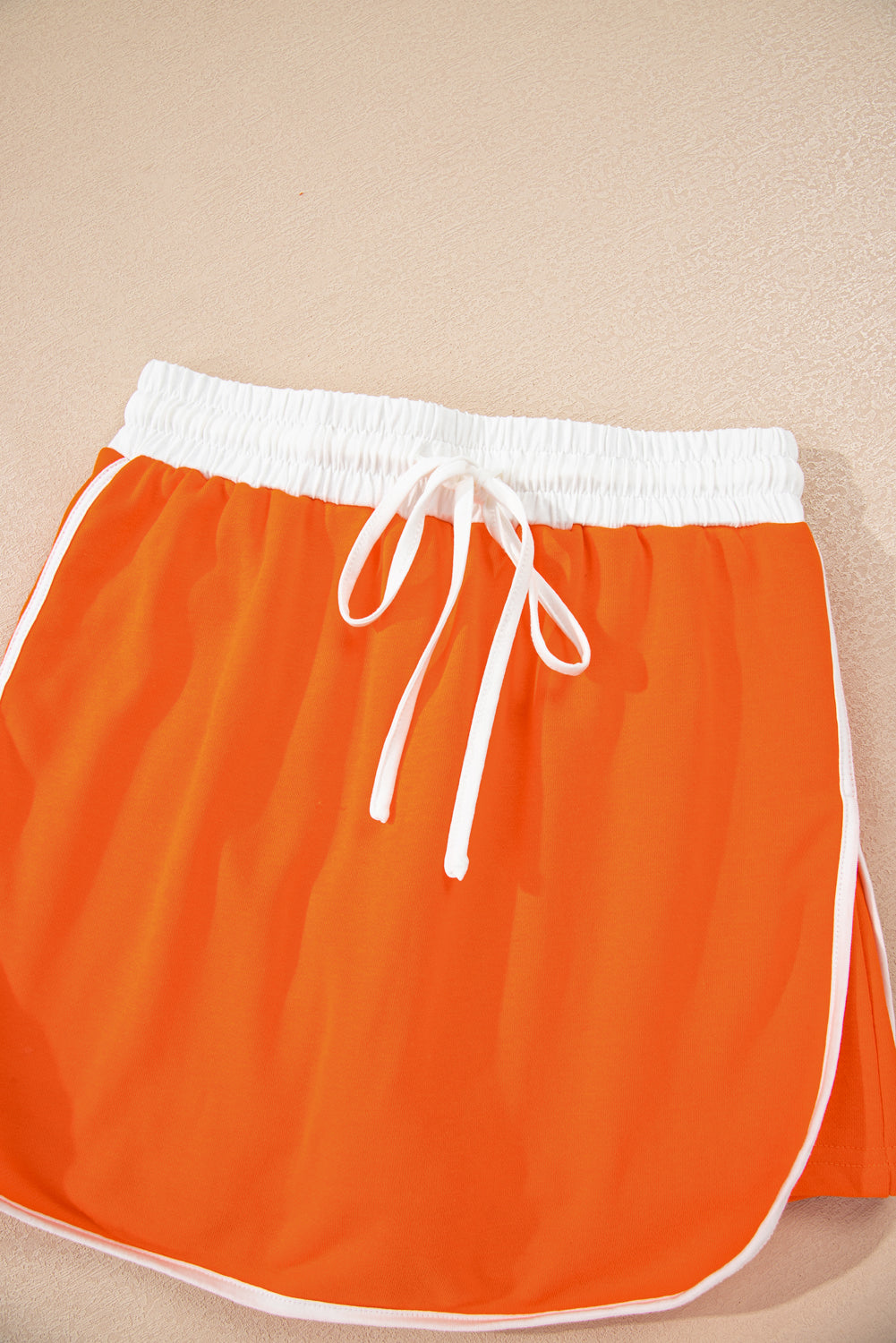 Orange Varsity Stripe Detail Pullover Mini Skort Set