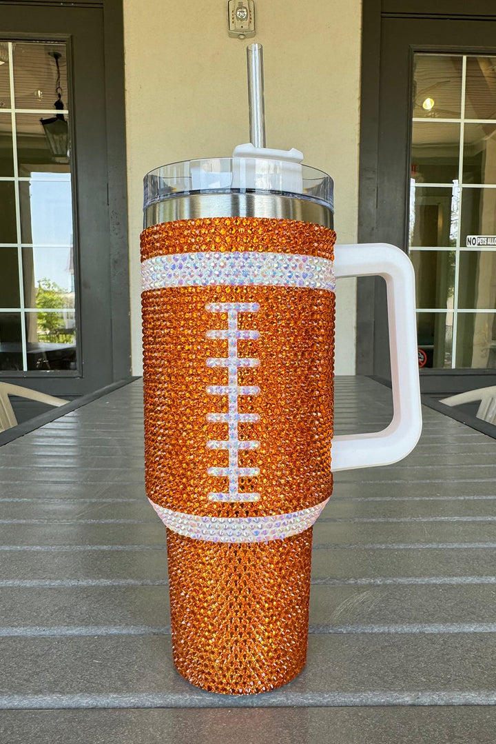Rhinestone Rugby Football Handle Vacuum Cup 40oz