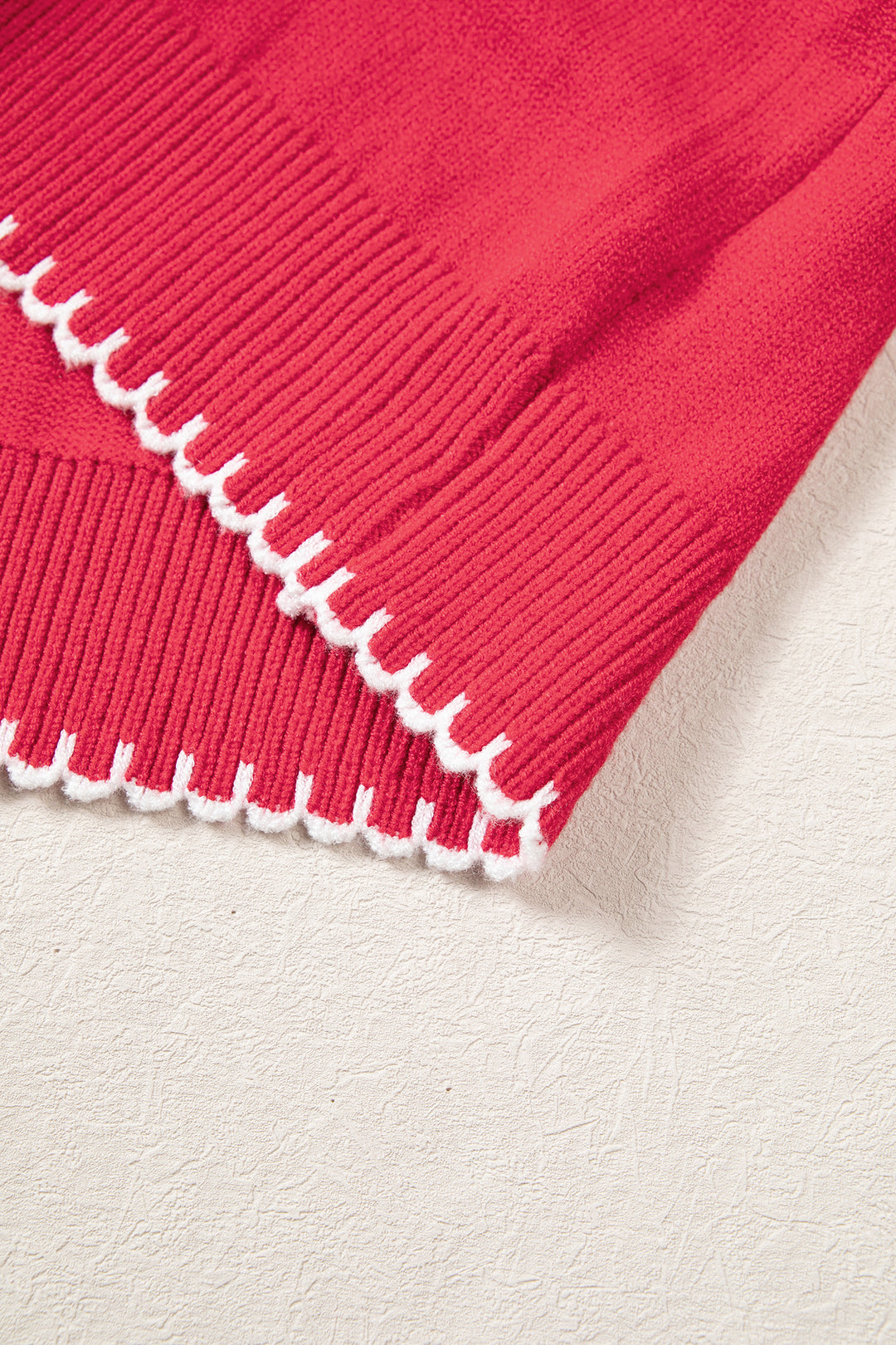 Racing Red Stitched Detail Christmas Tree Holiday Casual Sweater