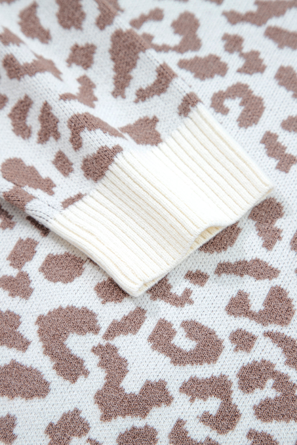 Leopard Drop Shoulder Chunky Knitted Cardigan Sweater