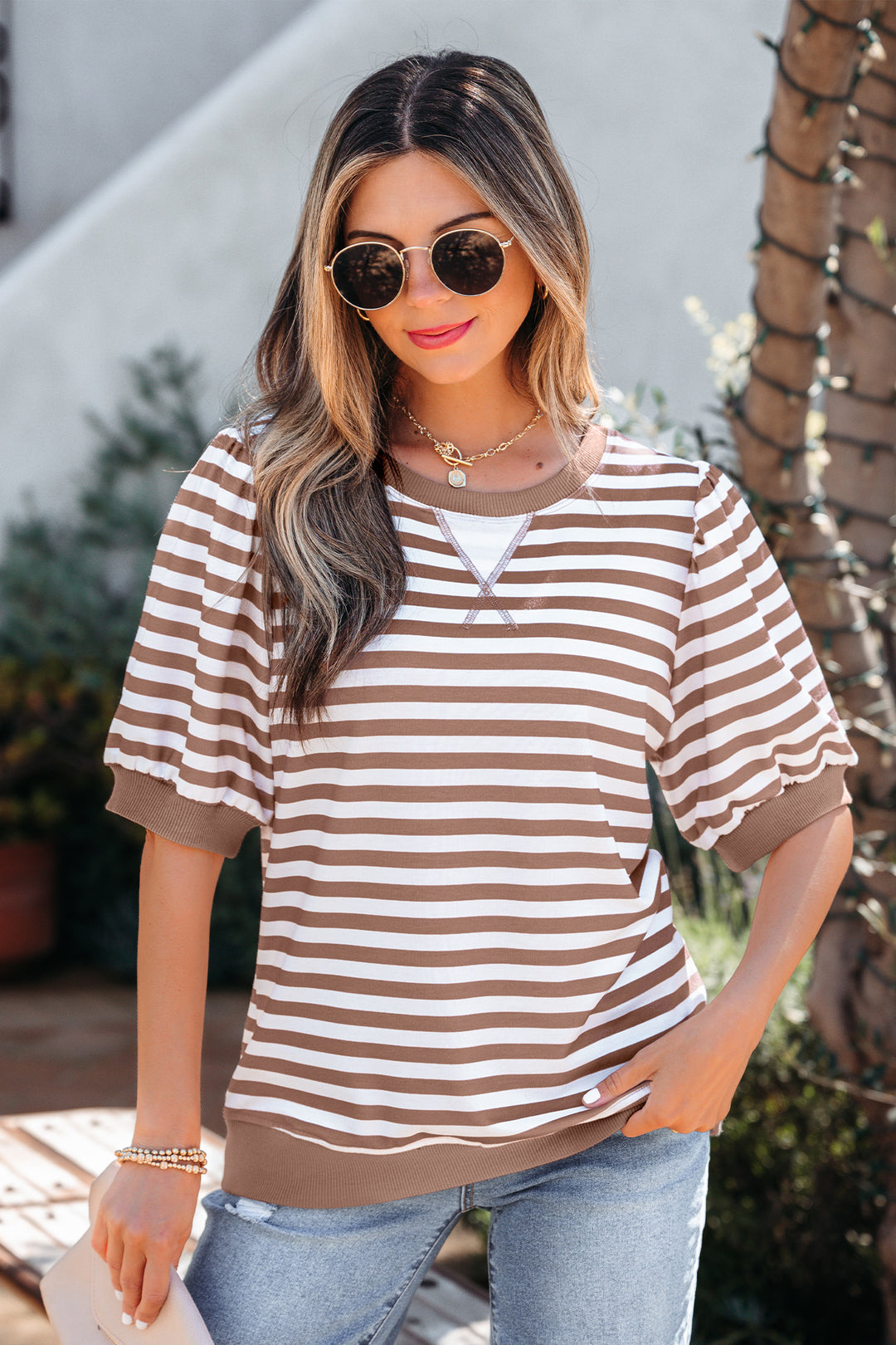 Short Bubble Sleeve T Shirt