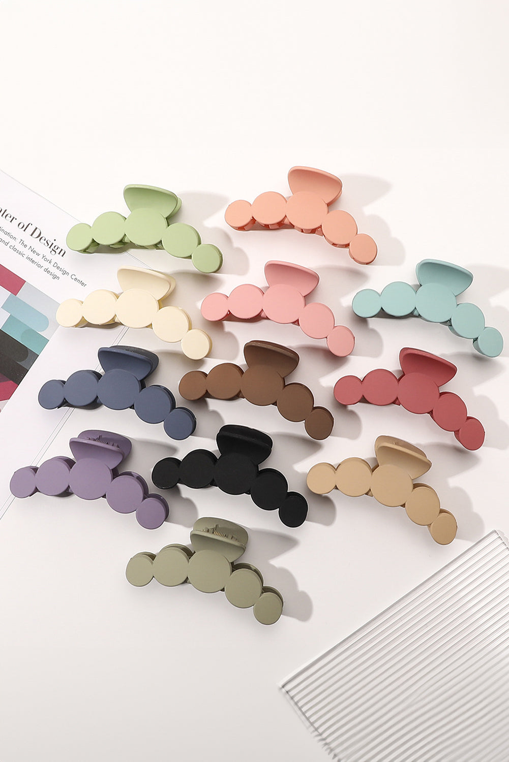 Minimalist 5 Circles Frosted Hair Claw Clip