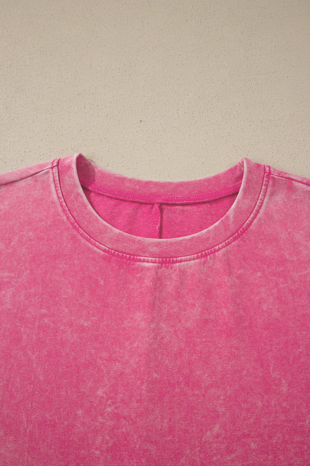 Pink Solid Color Cotton Mineral Washed Oversize Tee