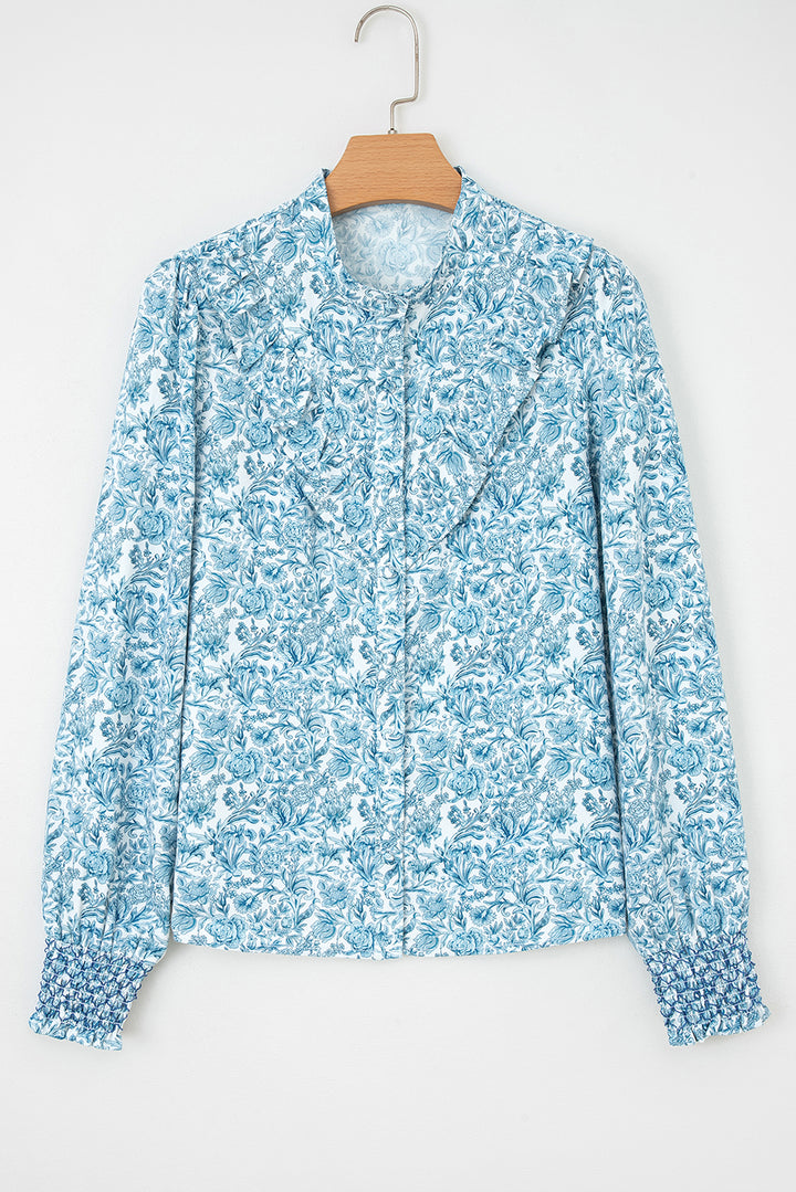 All Over Floral Puff Sleeve Shirt