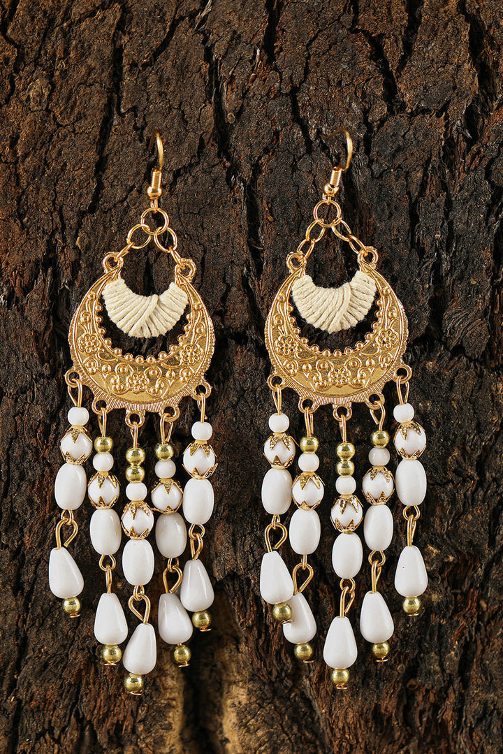 Boucles d'oreilles bohèmes à pampilles et perles en alliage
