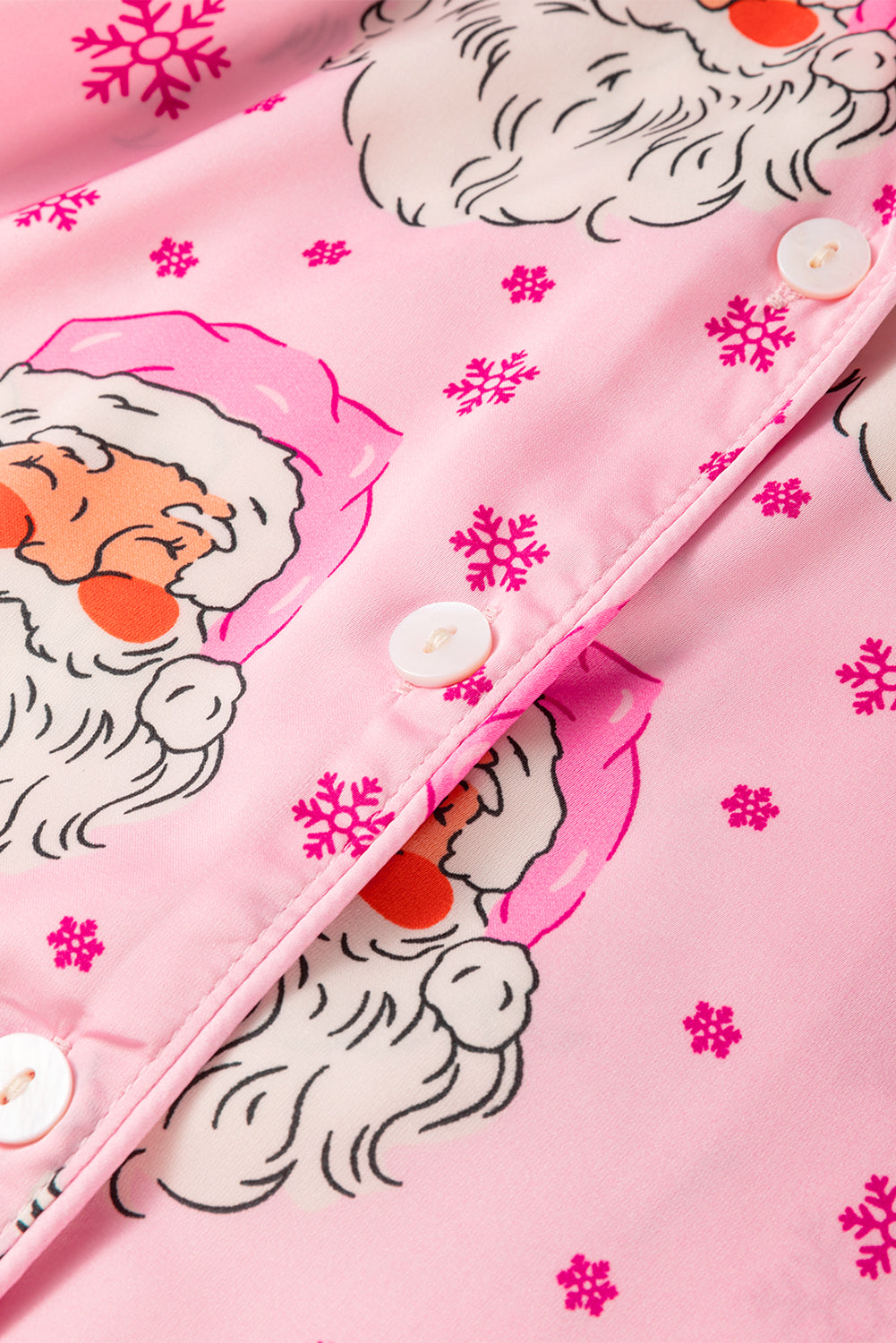 santa claus snowflake long sleeve shirt christmas pajama set