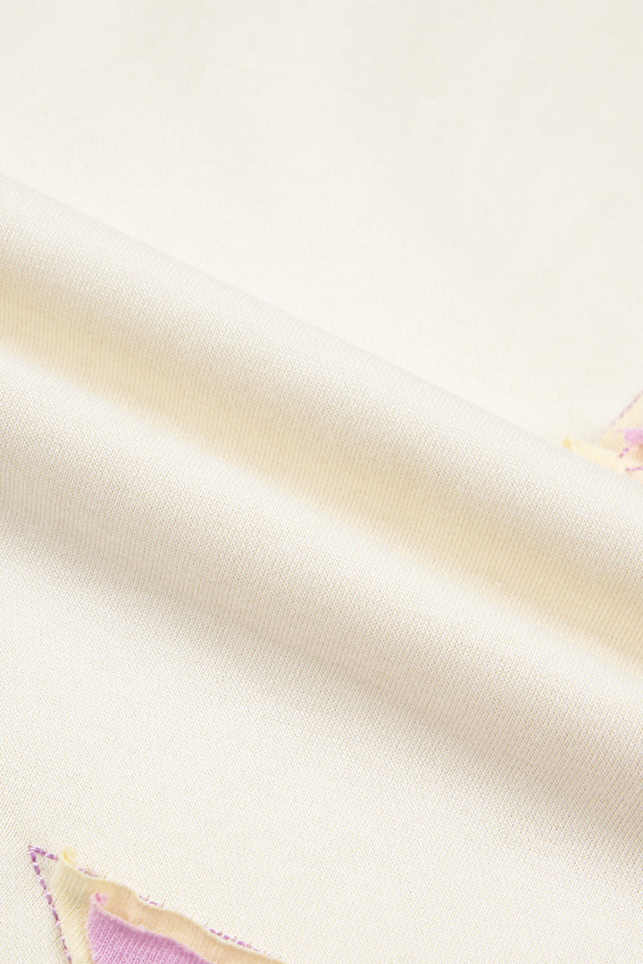 White Summer Color-Blocked Star Patchwork Pants