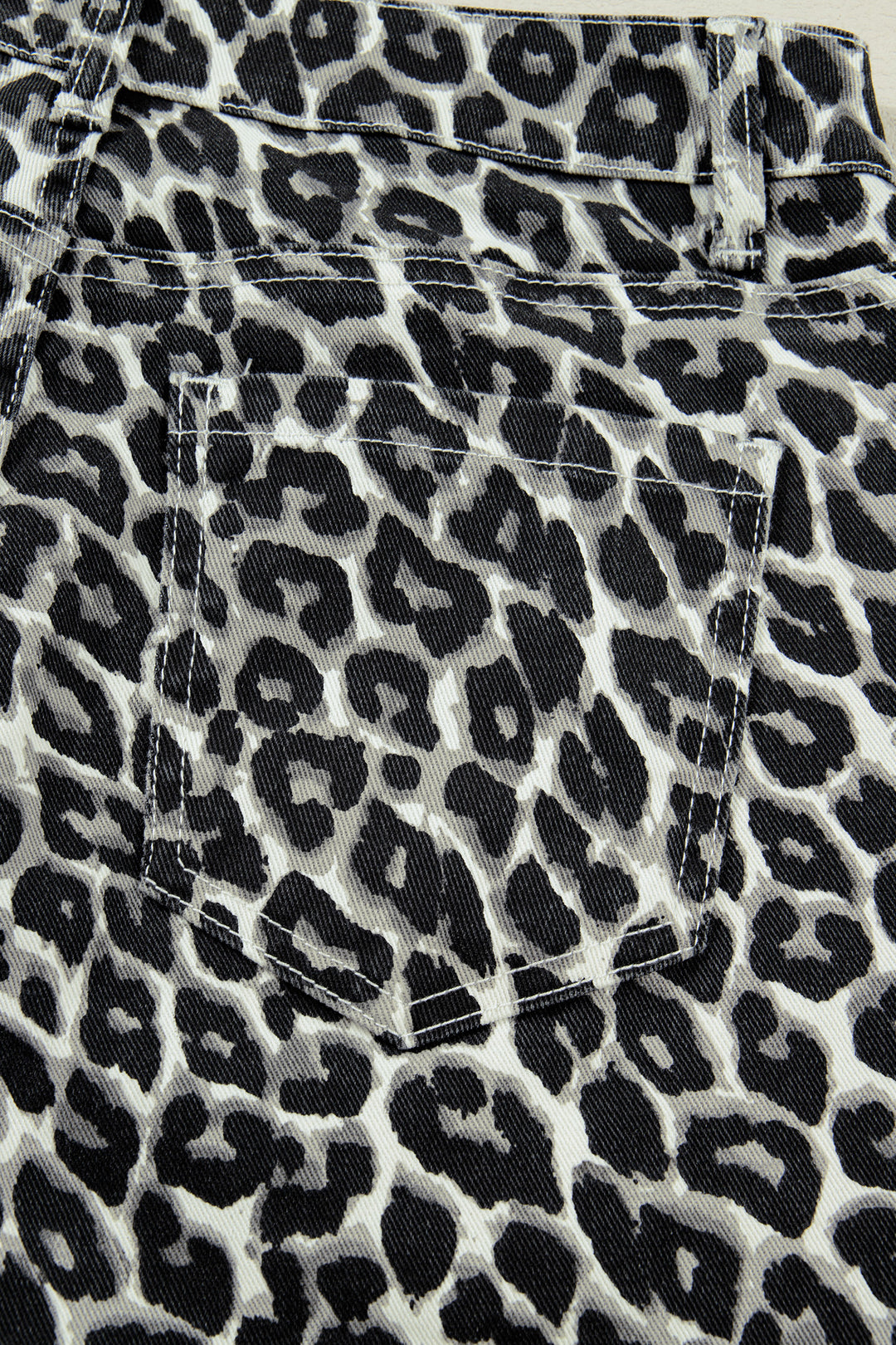 Black Leopard Print Barrel Jeans