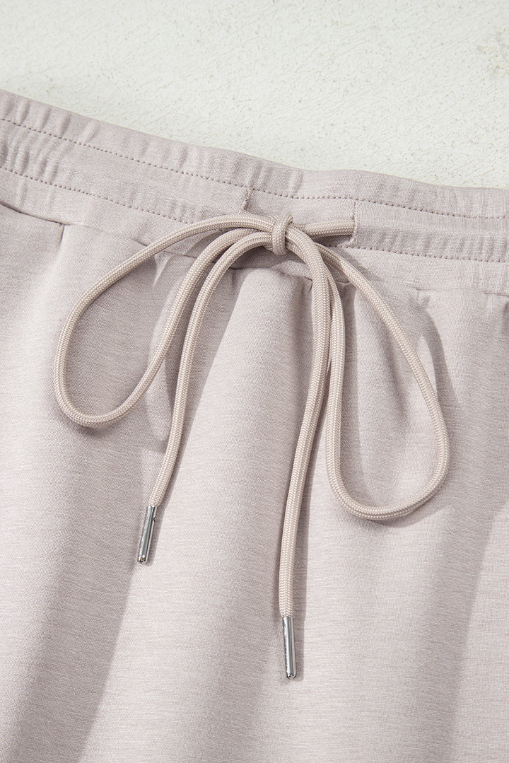 Jet Stream Solid Color Pullover Drawstring Mini Skirt 2pcs Outfit