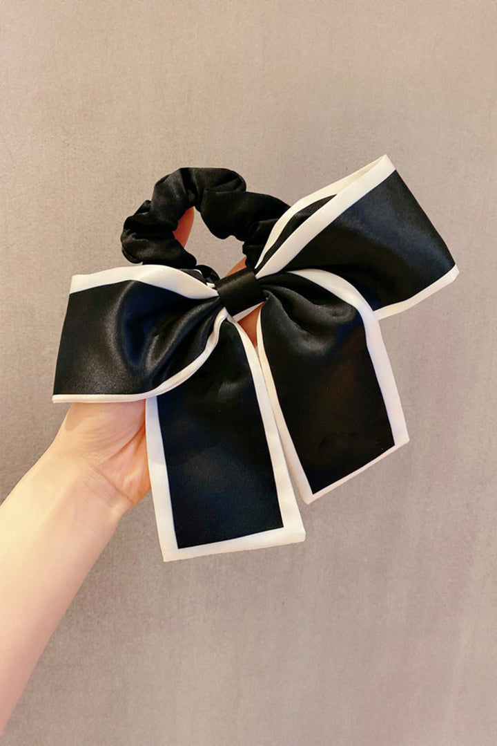Contrast Trim Satin Bow Knot Hair Scrunchie