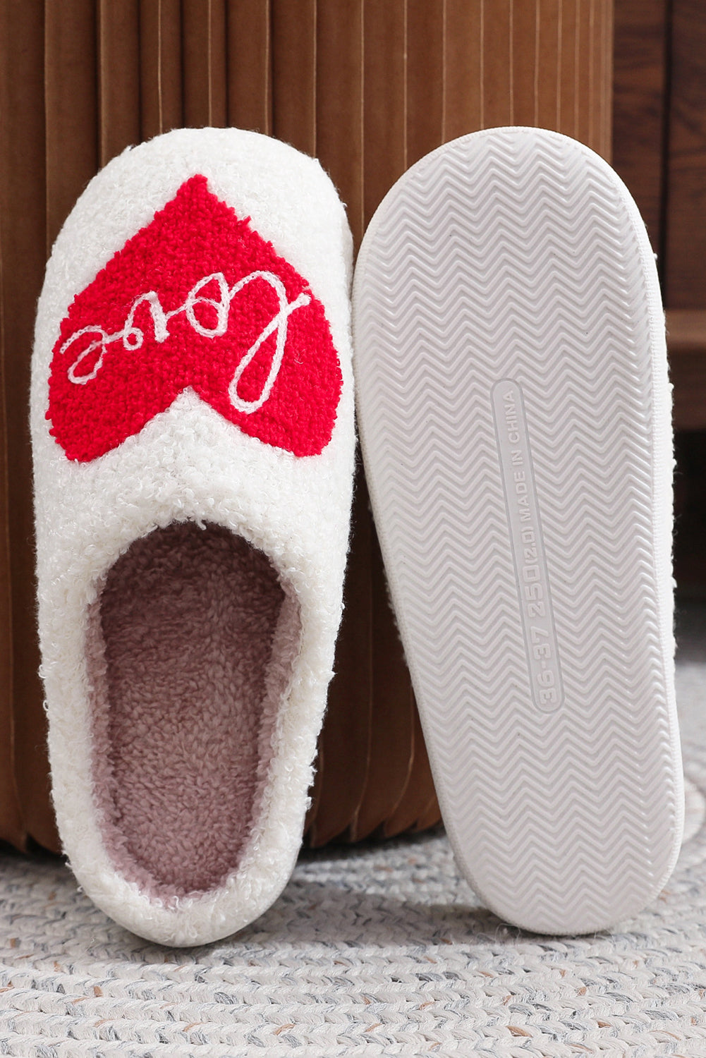 Valentine Love Heart Pattern Home Fuzzy Slippers