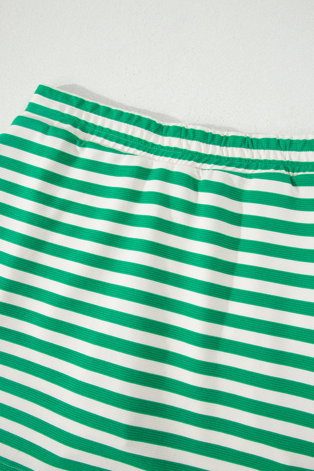 Bright Green Textured Stripe Print Zip Collar Sleeveless 2pcs Skort Set