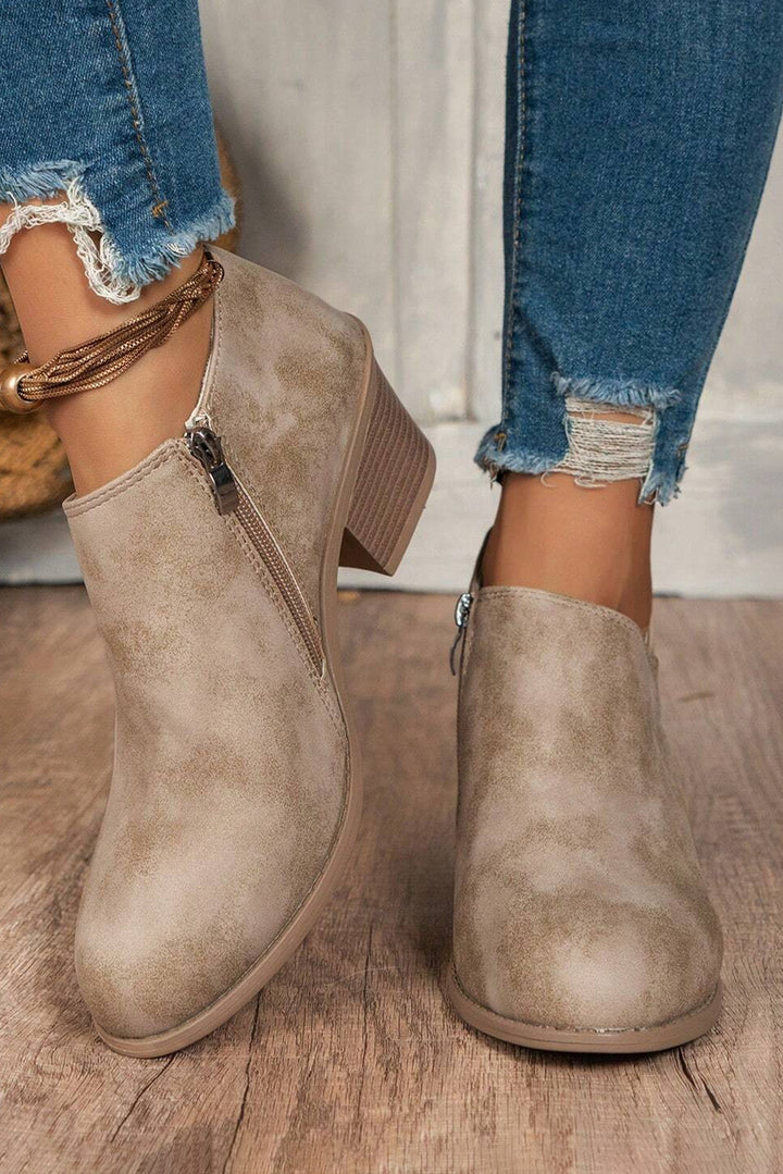 Tulip Opening Suede Ankle Boots