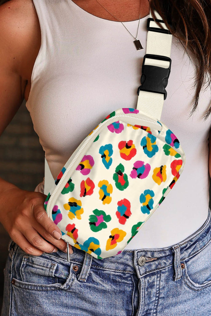Colorful Leopard Print Buckle Strap Crossbody Bag