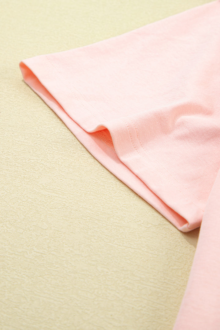 Light Pink Eyelet Lace Star Applique Plus Size T Shirt