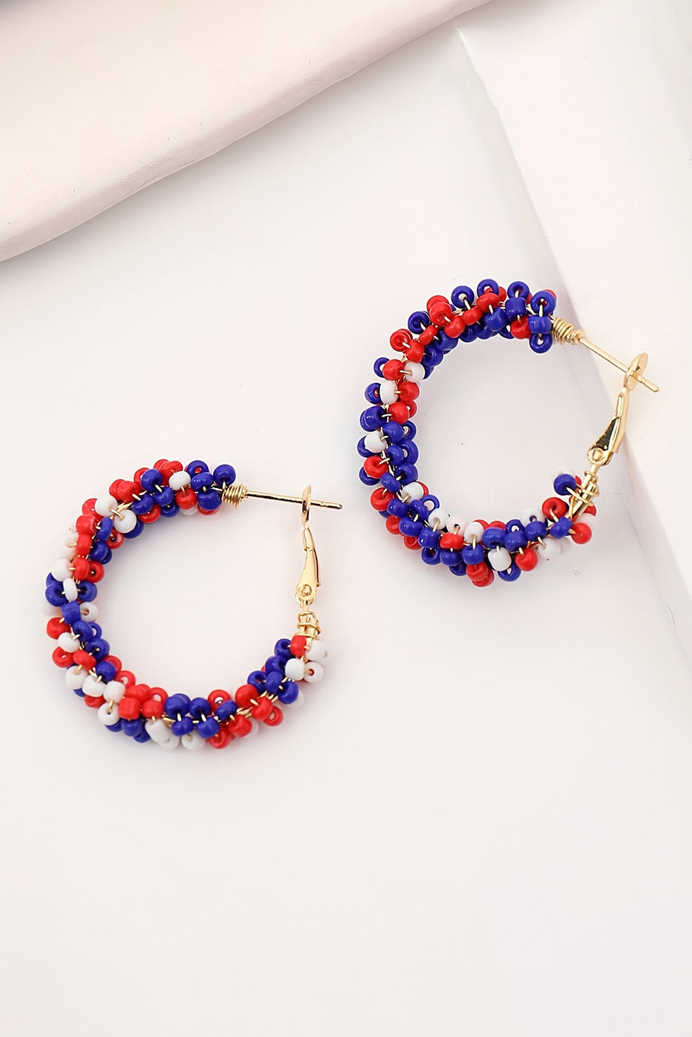 Flag Day Beaded Hoop Earrings