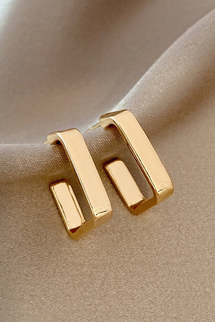 Square Hook Plated Alloy Stud Earrings
