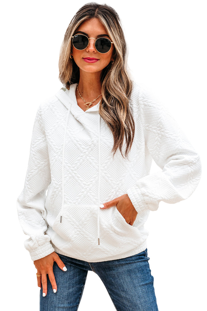 Cable Lattice Texture Kangaroo Pocket Hoodie
