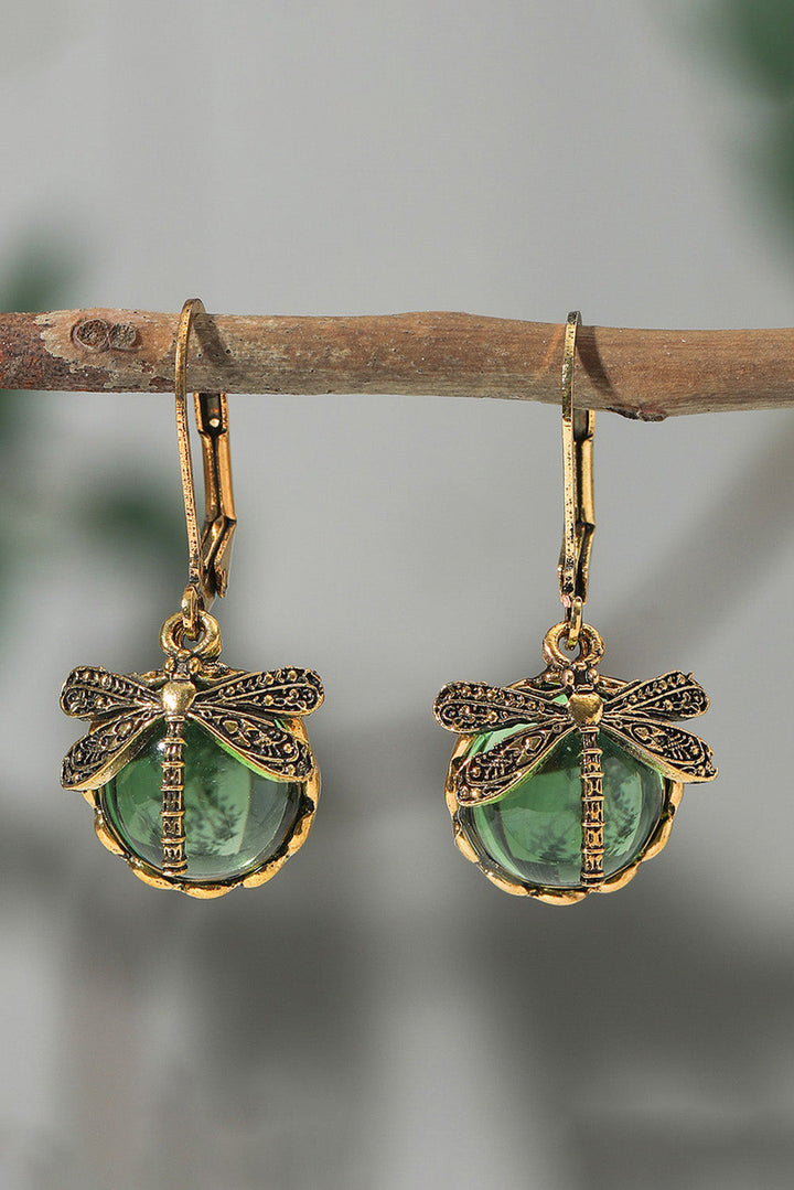 Boucles d'oreilles pendantes en cristal libellule vintage