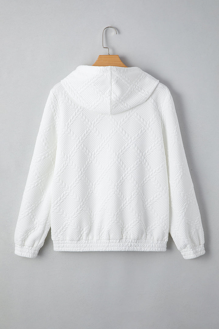 Cable Lattice Texture Kangaroo Pocket Hoodie