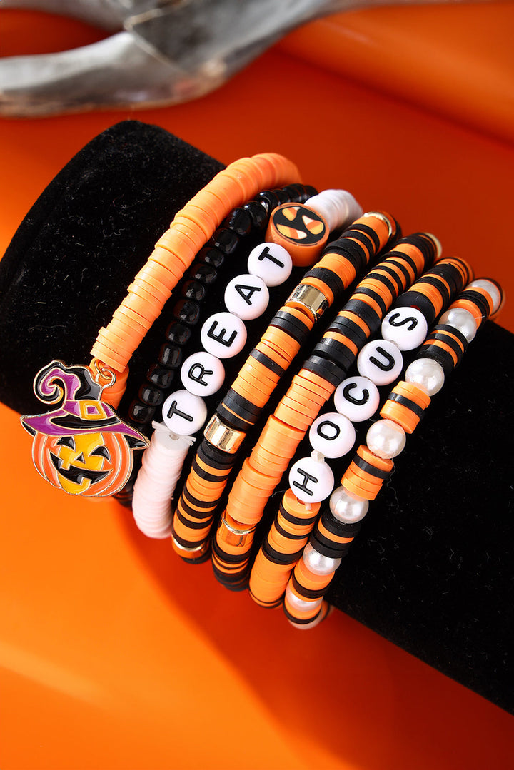 TREAT HOCUS Halloween Kürbis Perlen Mehrschichtiges Armband