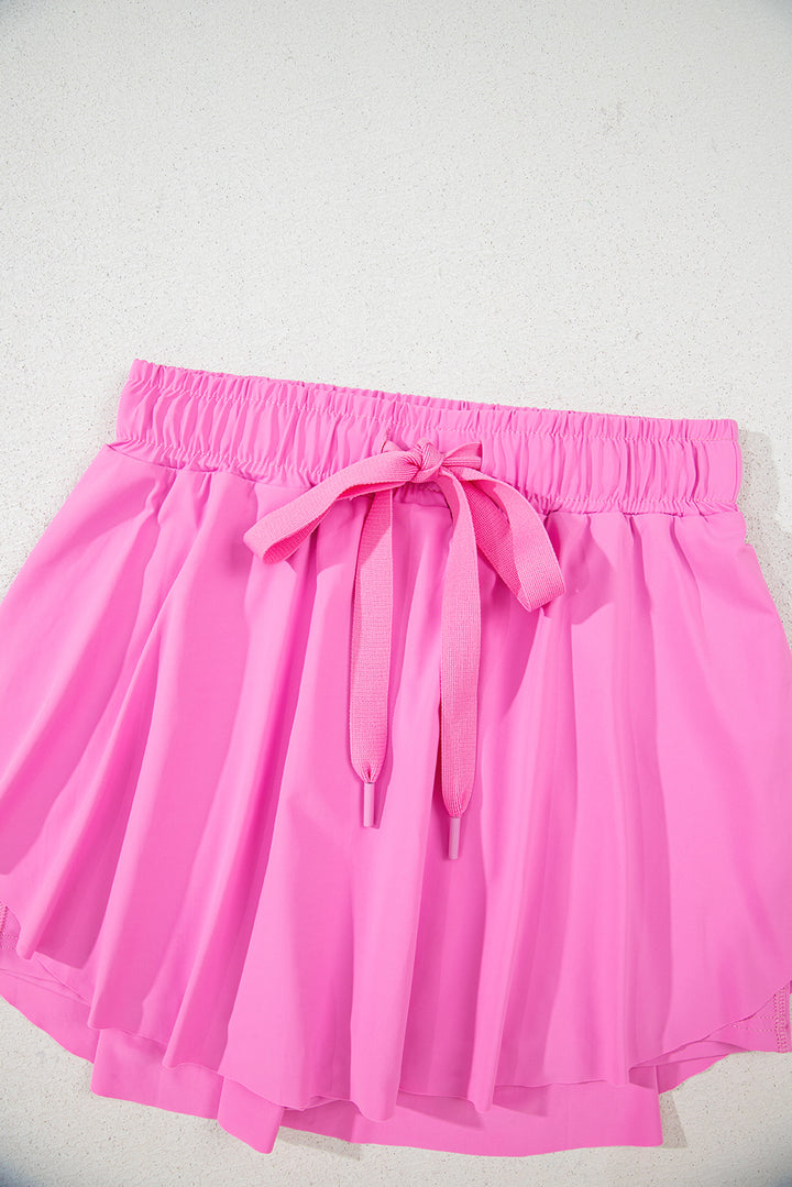 Bonbon Drawstring Elastic Waistband Lined Tennis Skorts
