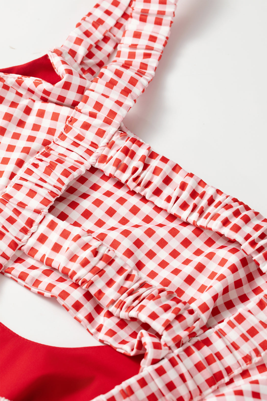 Red Faux Two Piece Gingham Contrast Patchwork Loose Mini Dress