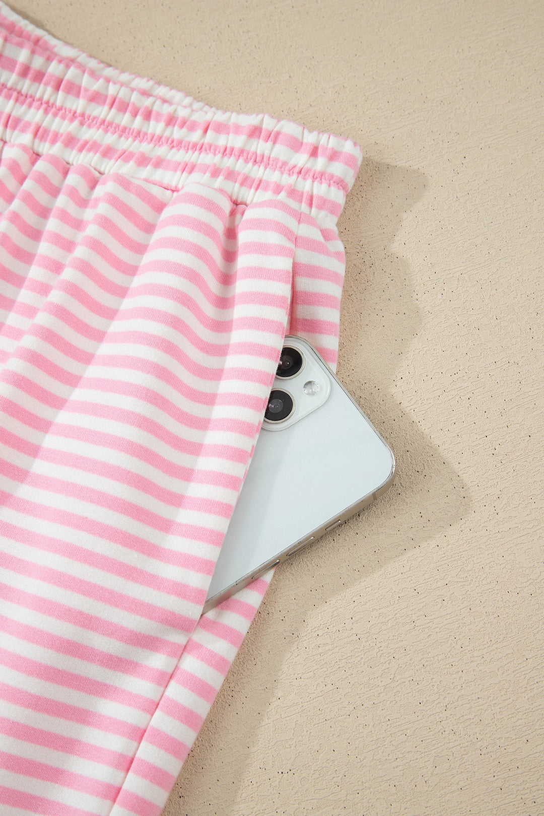 Pink Stripe Oversize Mock Neck Sweatshirt and Shorts Set
