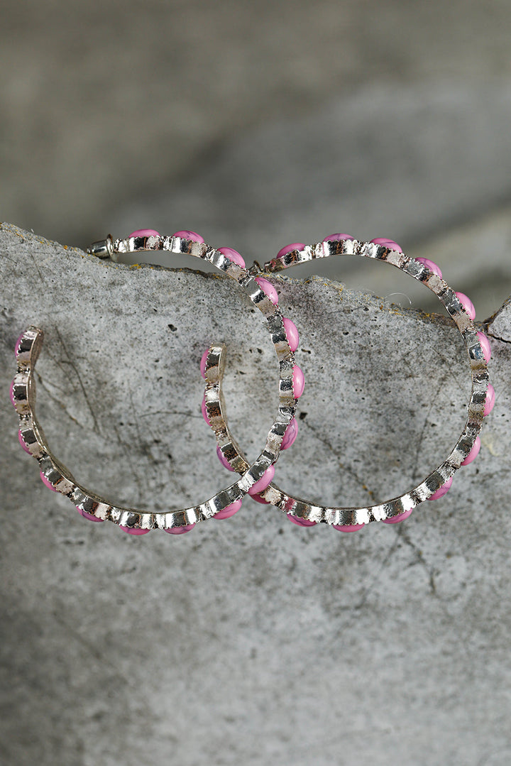Boucles d'oreilles rétro en forme de C avec incrustation de pierres précieuses