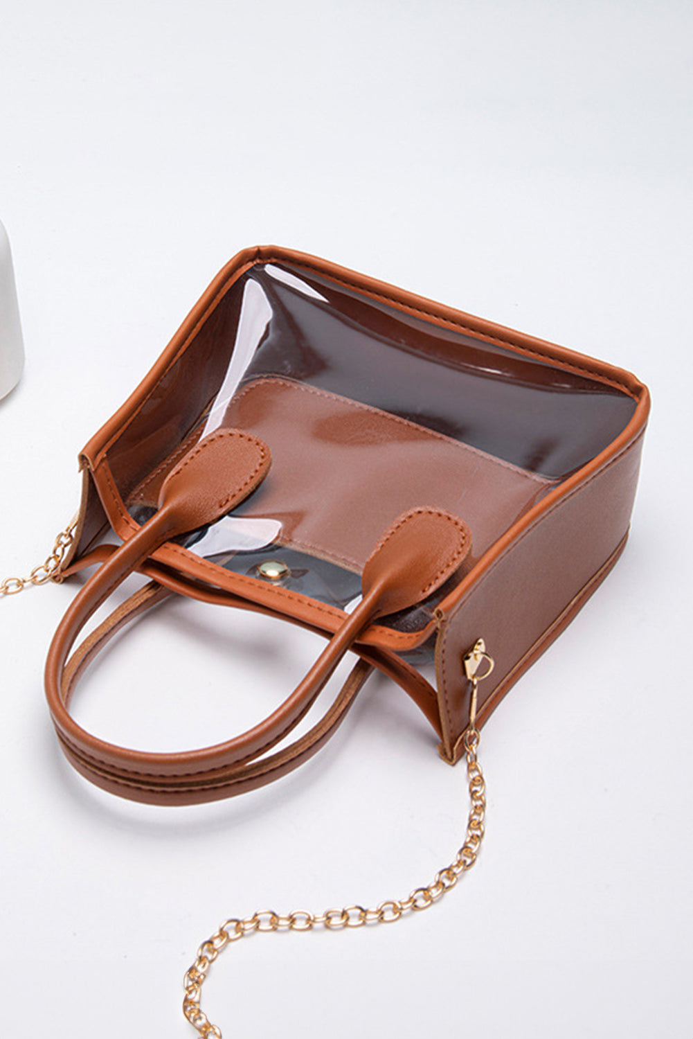 PVC PU Leather Patchwork Chain Strap Shoulder Bag
