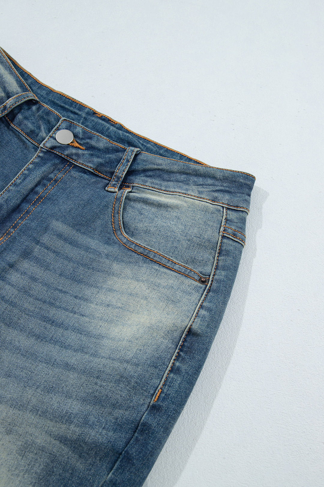 Sail Blue Pocket Detail Flare Leg Jeans