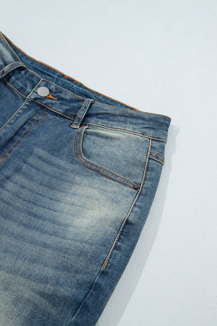 Sail Blue Pocket Detail Flare Leg Jeans