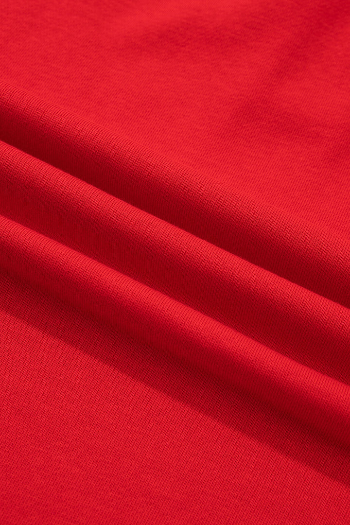 Fiery Red Striped Frilled Collar Short Sleeve Blouse