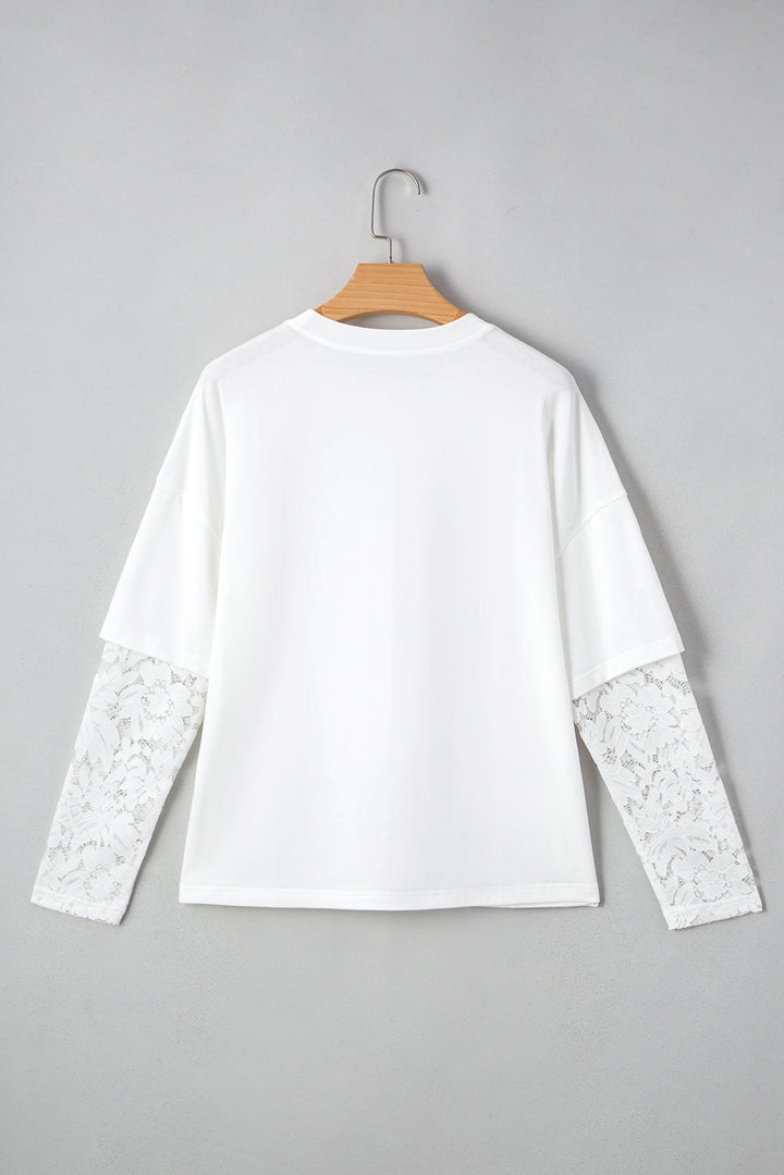 White Lace Long Sleeve Insert Tee