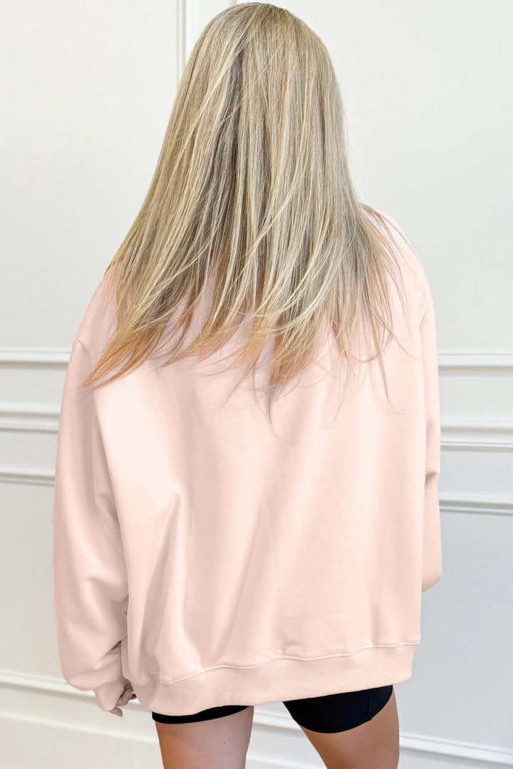Oversize Blessed Embroidered Mock Neck Sweatshirt